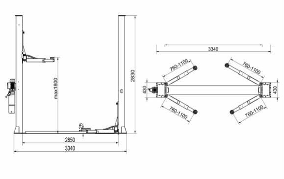 Pacini PC4000F technical drawing with dimensions